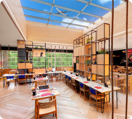 Hotel restaurant and dining area